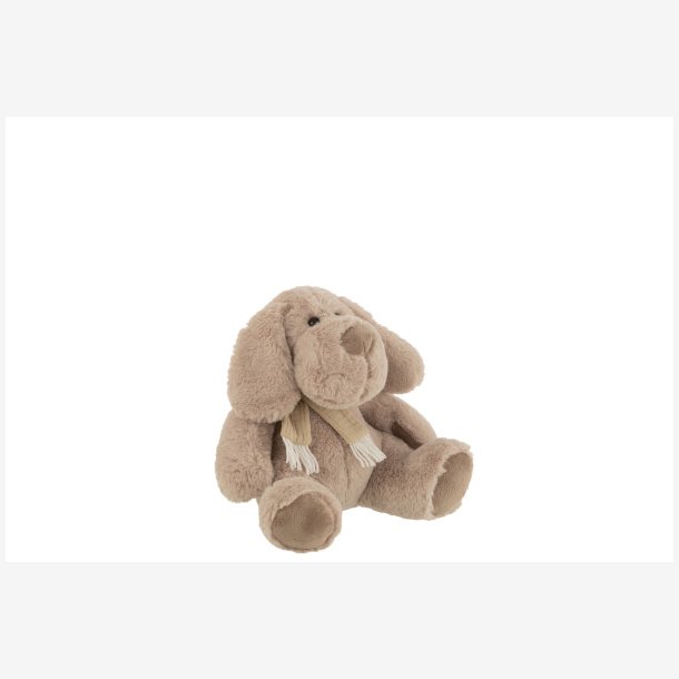 J-Line - Hund krammedyr m/halstrklde Beige H: 25 cm. 