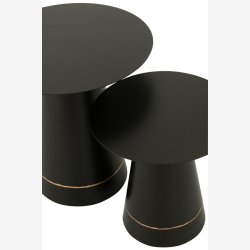 J-Line - Sideborde/Sofaborde st m/2 stk. kegle form L: 50/40 H: 50/41cm, Sort/Guld