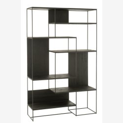 J-Line - Reol m/Asymmetriske hylder 120 x 190 x 38 cm, Sort