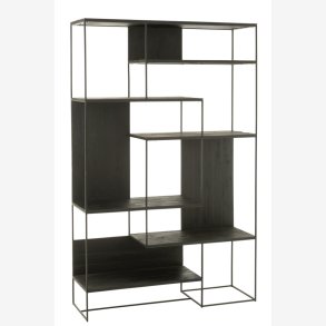 J-Line - Reol m/Asymmetriske hylder 120 x 190 x 38 cm, Sort