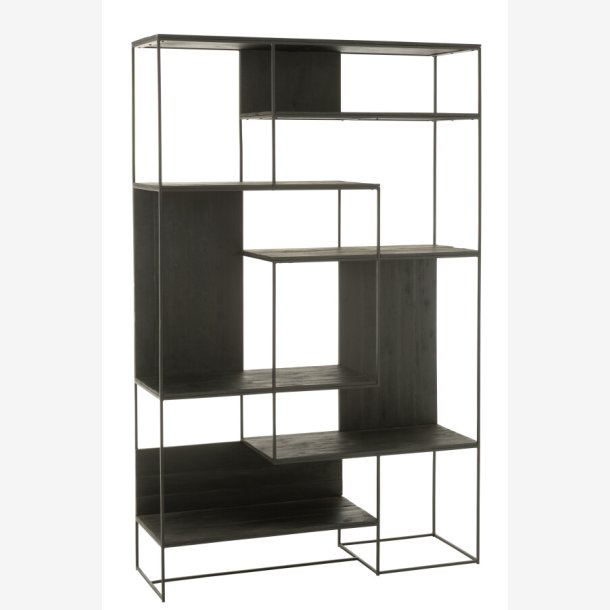 J-Line - Reol m/Asymmetriske hylder 120 x 190 x 38 cm, Sort