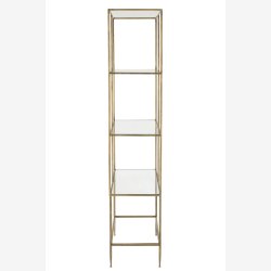 J-Line - Reol m/3 hylder i metal og glas 100x200x40cm, Guld