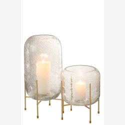 J-Line - Vase/Hurricane p stativ glas/metal H: 37 : 19,5 cm. 