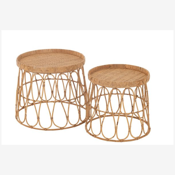 J-Line - St m. To sideborde i flettet bambus 40,5/50,5x41/45cm, Natur