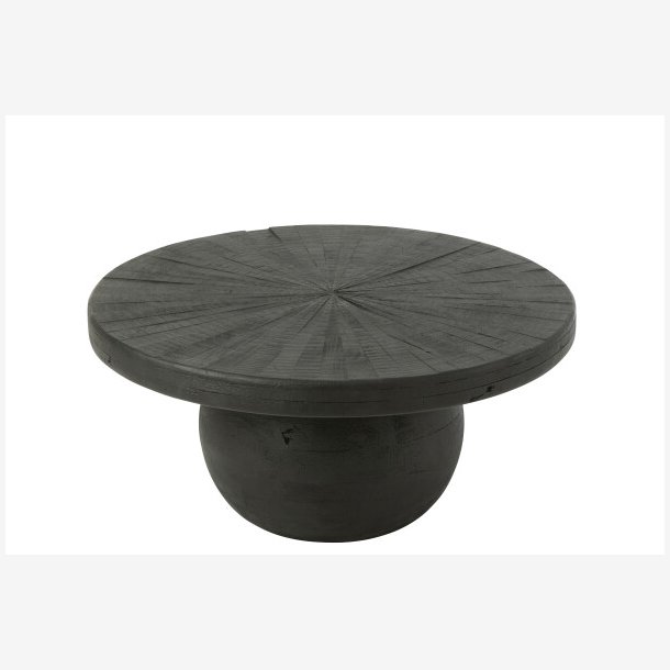 J-Line - Rundt sofabord i massivt rustikt tr 80x39,5x80cm, Sort 