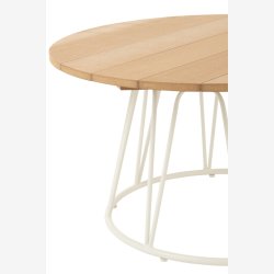 J-Line - Sofabord i rundt design m. Stl ben 80x40x80cm, Natur og Hvid