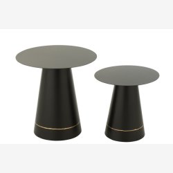 J-Line - Sideborde/Sofaborde st m/2 stk. kegle form L: 50/40 H: 50/41cm, Sort/Guld