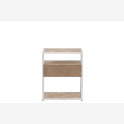 J-Line - Sidebord m. Sildeben bordplade og 1 skuffe 50x61x30cm, Hvid og Natur 