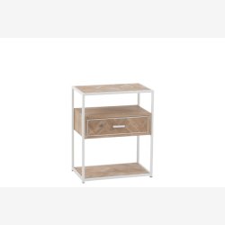 J-Line - Sidebord m. Sildeben bordplade og 1 skuffe 50x61x30cm, Hvid og Natur 