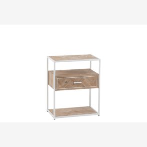 J-Line - Sidebord m. Sildeben bordplade og 1 skuffe 50x61x30cm, Hvid og Natur 