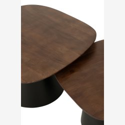 J-Line - Sideborde/Sofaborde st m/2 mangotr L: 74/60 H: 43/39 cm, Brun