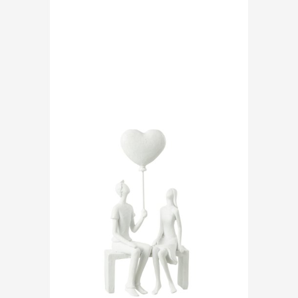 J-Line - Par m/hjerteballon "will you hold my heart?" Poly Hvid H: 23,5 B: 12 cm. 