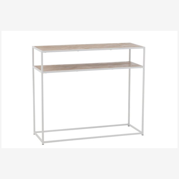 J-Line - Konsolbord m. Sildebens bordplade og en hylde 100x85,5x30cm, Hvid og Natur 
