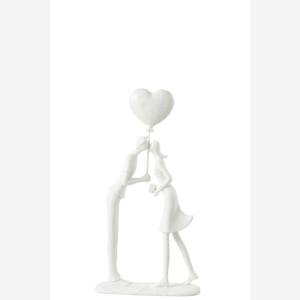 J-Line - Par m/hjerteballon kyssende "My love" Poly Hvid H: 30 B: 15 cm. 