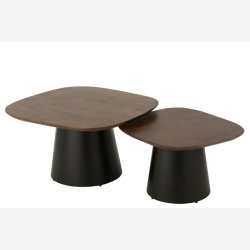 J-Line - Sideborde/Sofaborde st m/2 mangotr L: 74/60 H: 43/39 cm, Brun