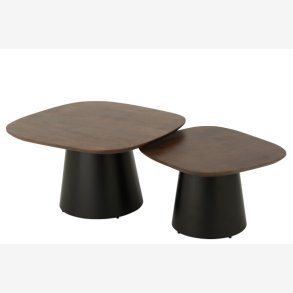 J-Line - Sideborde/Sofaborde st m/2 mangotr L: 74/60 H: 43/39 cm, Brun