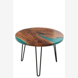 J-Line - Rundt sidebord m/Polyresin 54 x 38,1 x 54 cm, Natur/Bl