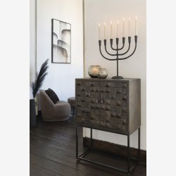 J-Line - Skab p metal ben 76x122x40cm, Brun og Sort