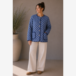 Marta Du Chateau - MdcAvril Jakke m. blomster Navy 