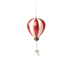 Speedtsberg - Julekugle, luftballon m. lille figur H8cm, Rd, Champagne - Flere varianter
