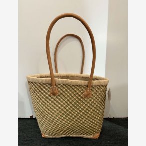 Madam Gr�skar - Strandtaske Lysegr�n/sand 38x29 cm.