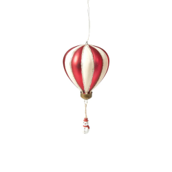 Speedtsberg - Julekugle, luftballon m. lille figur H8cm, Rd, Champagne - Flere varianter