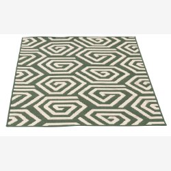 J-Line - T�ppe Udend�rs Striber eller Spiraler M�rkegr�n/Hvid Polypropylen Udvalg af 2 