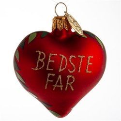 Brink Nordic - Juletrs Ophng/Julekugle Hjerte m/Teksten "Bedstefar" 5 cm. Glas 