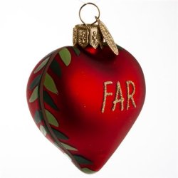 Brink Nordic - Juletrs Ophng/Julekugle Hjerte m/Teksten "Far" 5 cm. Glas 