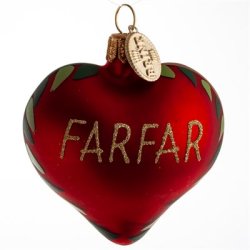 Brink Nordic - Juletrs Ophng/Julekugle Hjerte m/Teksten "Farfar" 5 cm. Glas 