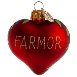 Brink Nordic - Juletrs Ophng/Julekugle Hjerte m/Teksten "Farmor" 5 cm. Glas 