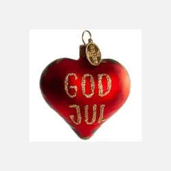 Brink Nordic - Juletrs Ophng Julehjerte m/tekst "GOD JUL" Rd &amp; Guld 5 cm