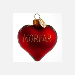 Brink Nordic - Juletrs Ophng/Julekugle Hjerte m/Teksten "Morfar" 5 cm. Glas 