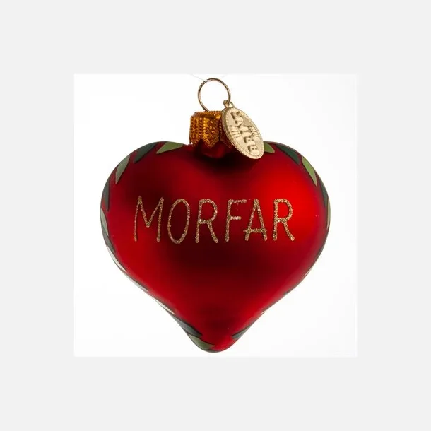 Brink Nordic - Juletrs Ophng/Julekugle Hjerte m/Teksten "Morfar" 5 cm. Glas 