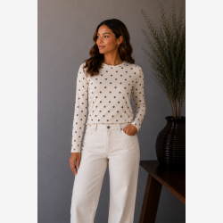 Marta Du Chateau - MdcElissa Top m. prikker Beige.