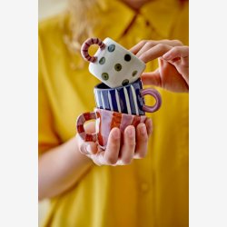 Bloomingville - Nini Kop m. striber Bl� Stent�j D7xH6 cm.