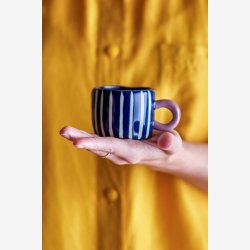 Bloomingville - Nini Kop m. striber Bl� Stent�j D7xH6 cm.