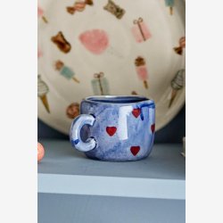 Bloomingville - Nini Kop Bl� m. hjerter Stent�j D7xH6 cm.