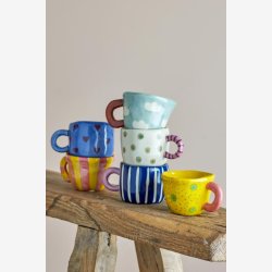 Bloomingville - Nini Kop Natur m. prikker Stent�j D7xH6 cm.