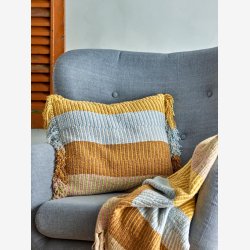 Bloomingville - Isnel Plaid, Gul, Genanvendt Bomuld