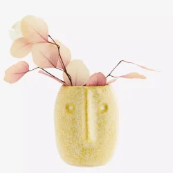 Madam Stoltz keramik vase m/ansigt gul