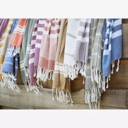 Madam Stoltz Hammam hndklde stribet bl/hvid 100x180 cm. 