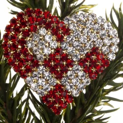 Brink Nordic broche  flettet hjerte rd/slv 4 cm.