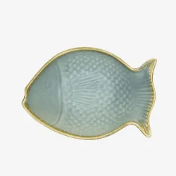 Madam Stoltz - Sk�l Fiskeform Lysebl� Stent�j 14x10x5 cm./ 20 cl