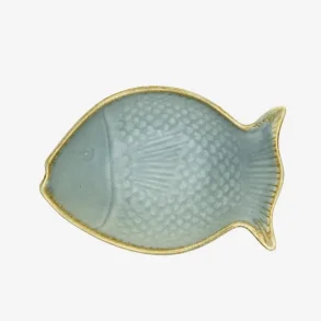 Madam Stoltz - Sk�l Fiskeform Lysebl� Stent�j 14x10x5 cm./ 20 cl