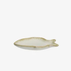 Madam Stoltz - Fad Fiskeform Stent�j R�hvid 11x7x1,5 cm.