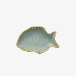 Madam Stoltz - Fad Fiskeform Stent�j Lysebl� 11x7x1,5 cm.