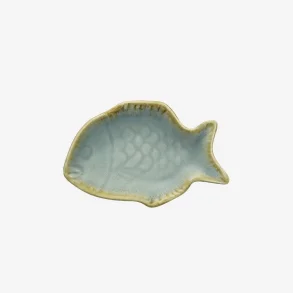 Madam Stoltz - Fad Fiskeform Stent�j Lysebl� 11x7x1,5 cm.