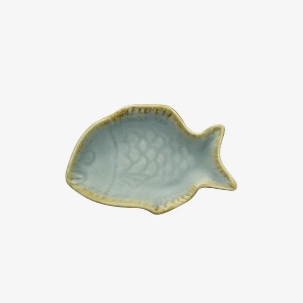 Madam Stoltz - Fad Fiskeform Stent�j Lysebl� 11x7x1,5 cm.