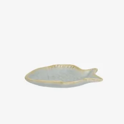 Madam Stoltz - Fad Fiskeform Stent�j Lysebl� 11x7x1,5 cm.